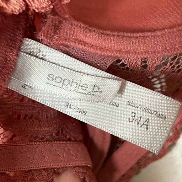 Sophie B. Lace Floral Push Up Underwire Sexy Lingerie Bra Pink Mauve 32 A - Picture 4 of 7